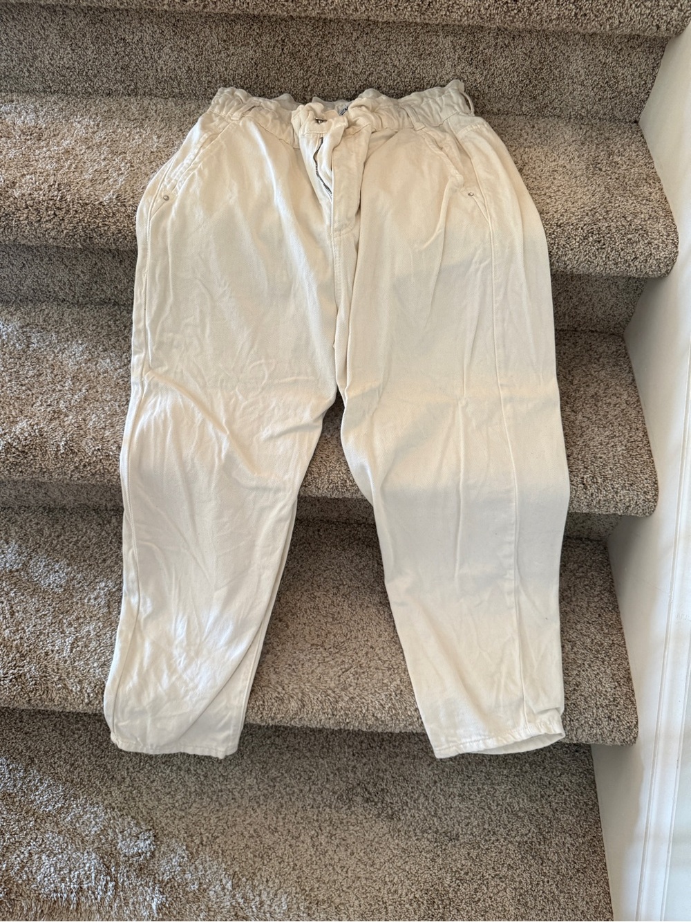 Zara Drawstring Chinos - Off-White